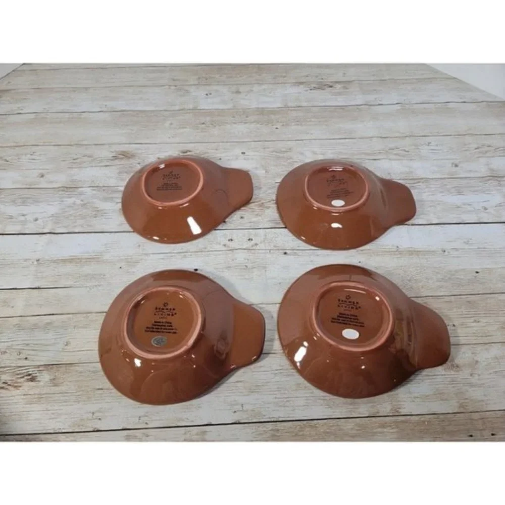 Set 4 Olive Pits Appetizer Side‎ Plate Olive Oil Bread Dipper Grapes Ceramic